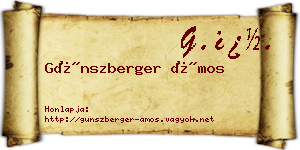 Günszberger Ámos névjegykártya